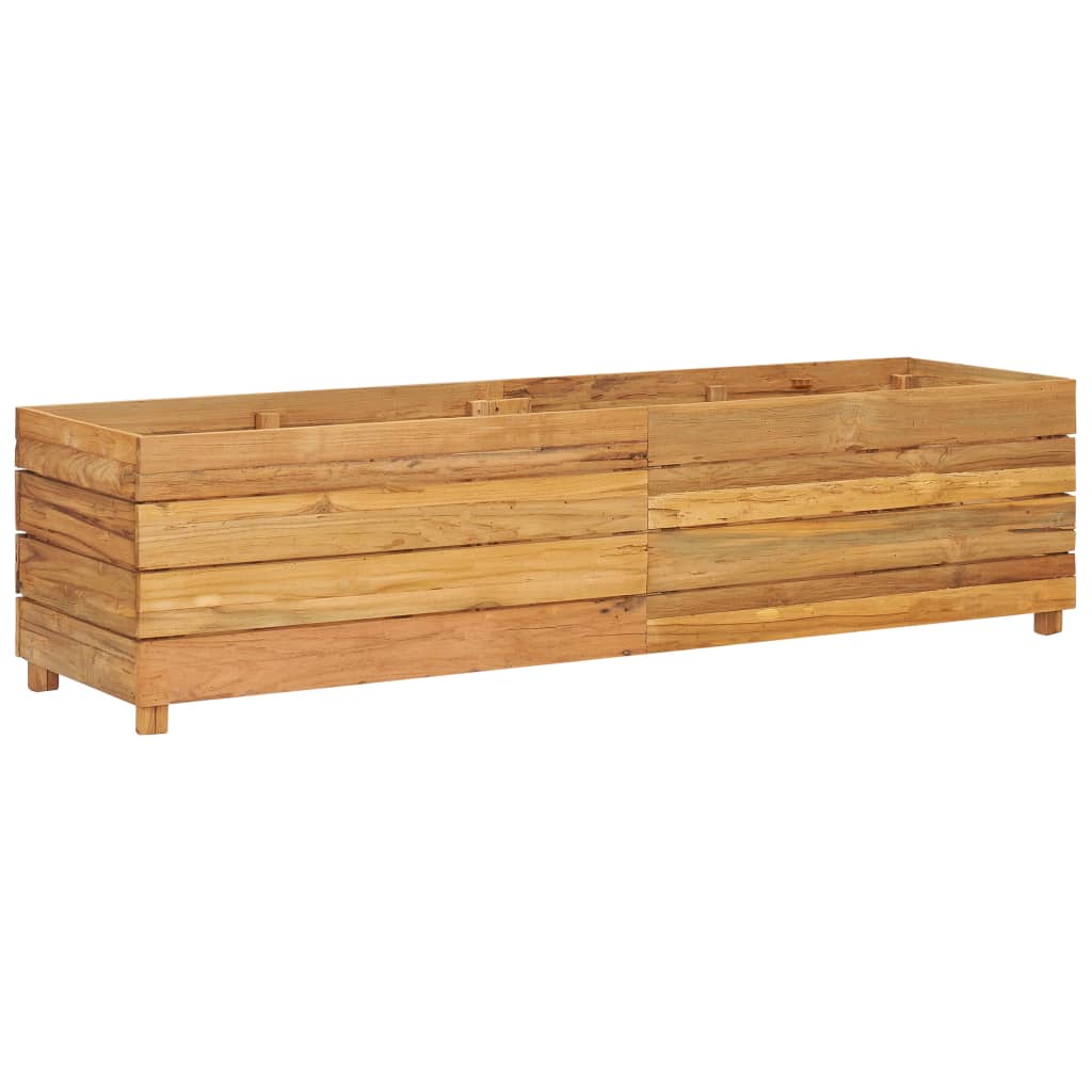 Plantenbak verhoogd 150x40x38 cm massief teakhout en staal