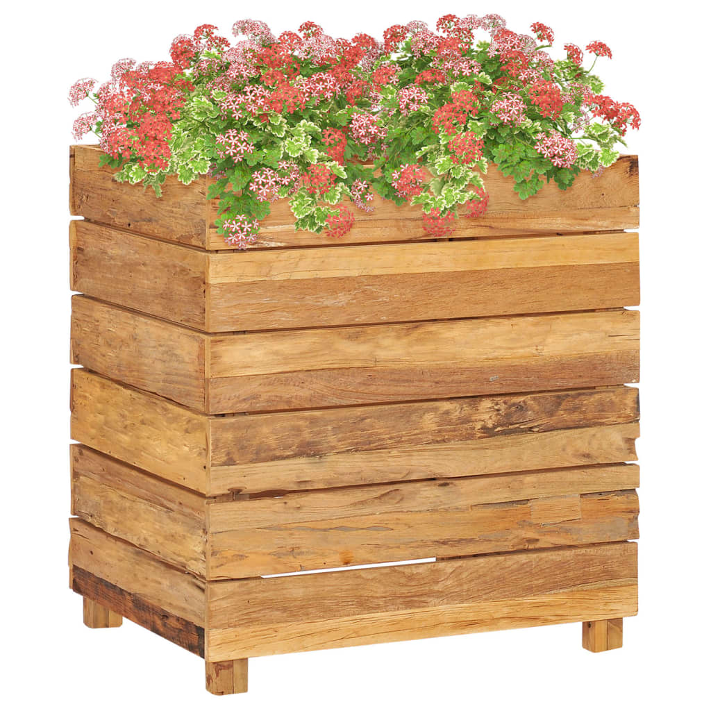 Plantenbak verhoogd 50x40x55 cm massief teakhout en staal