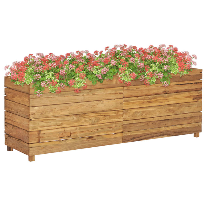 Plantenbak verhoogd 150x40x55 cm massief teakhout en staal