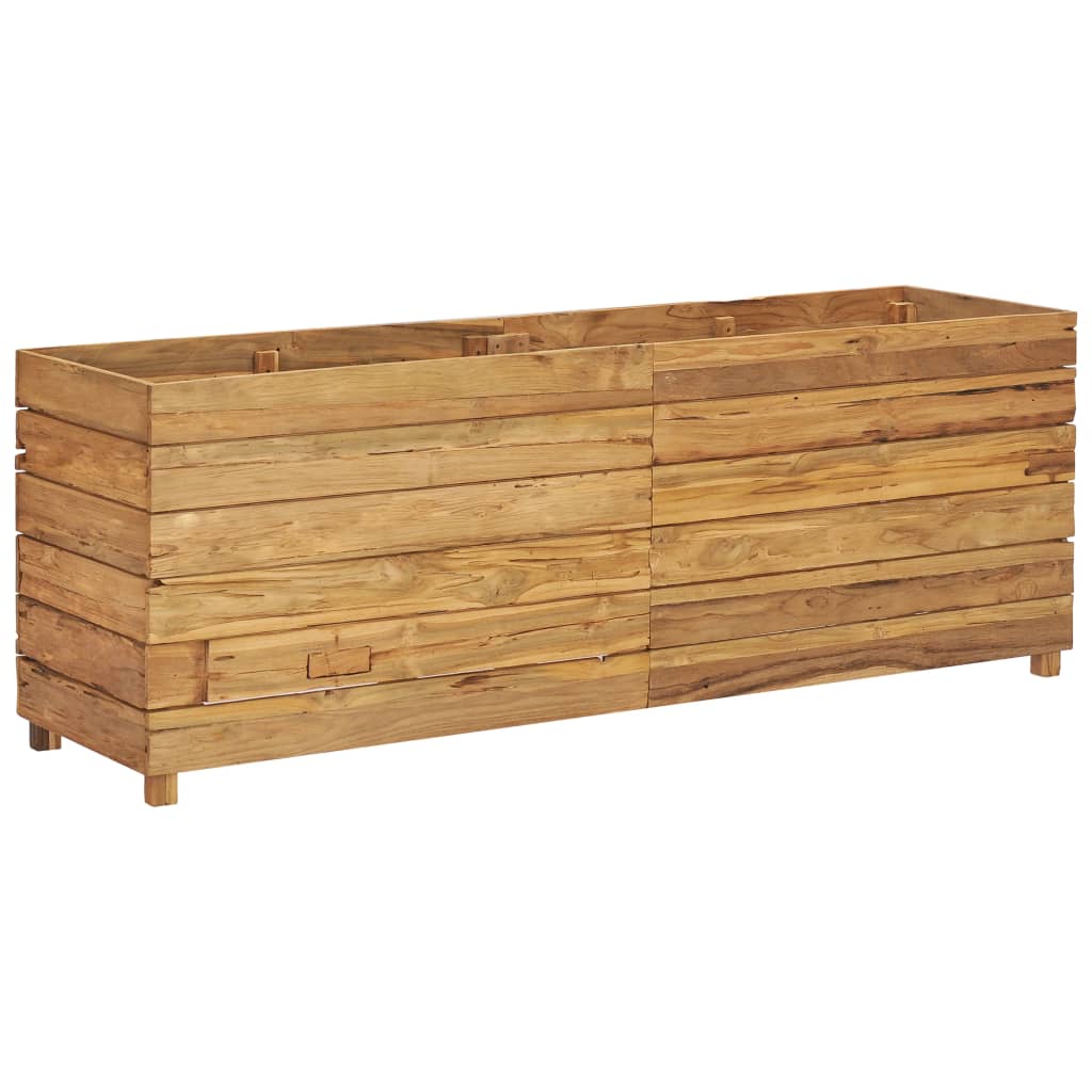 Plantenbak verhoogd 150x40x55 cm massief teakhout en staal