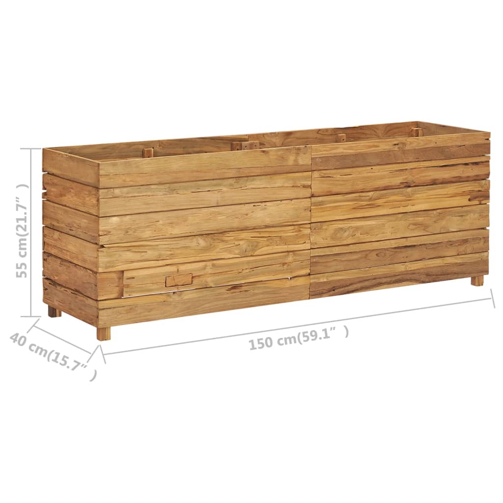 Plantenbak verhoogd 150x40x55 cm massief teakhout en staal