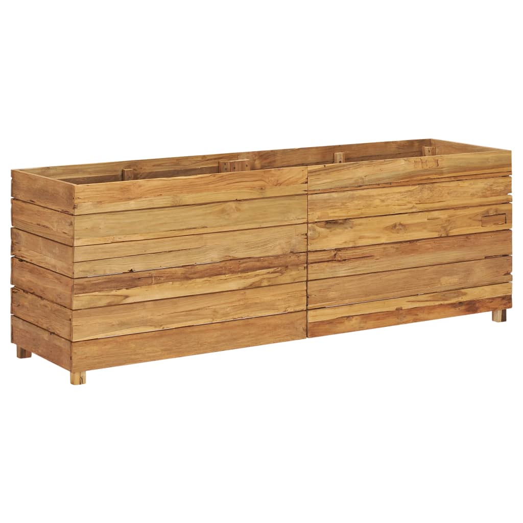 Plantenbak verhoogd 150x40x55 cm massief teakhout en staal