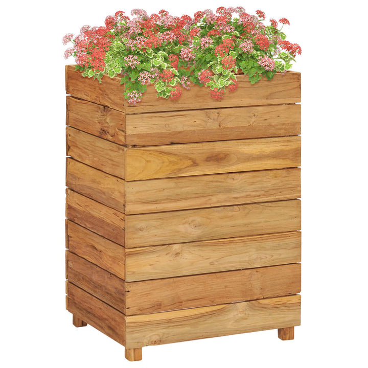 Plantenbak verhoogd 50x40x72 cm massief teakhout en staal