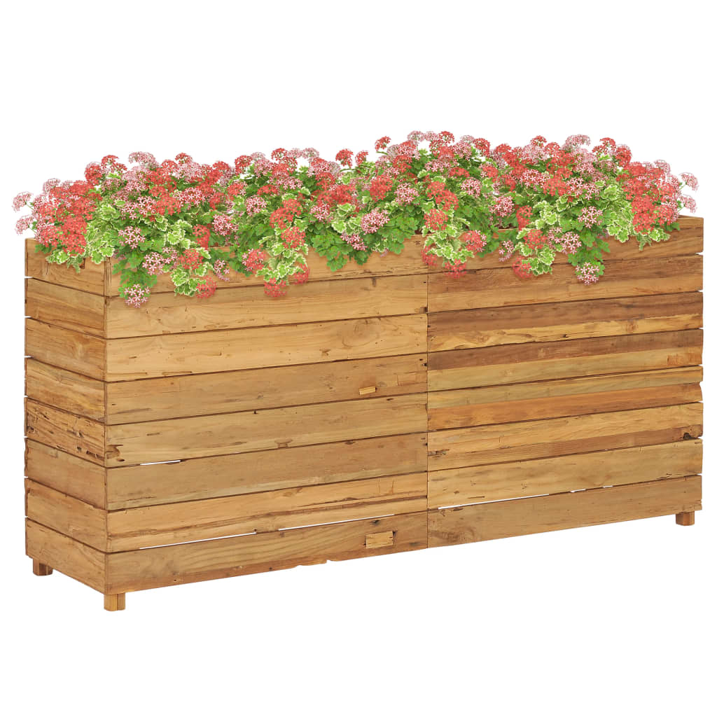 Plantenbak verhoogd 150x40x72 cm massief teakhout en staal