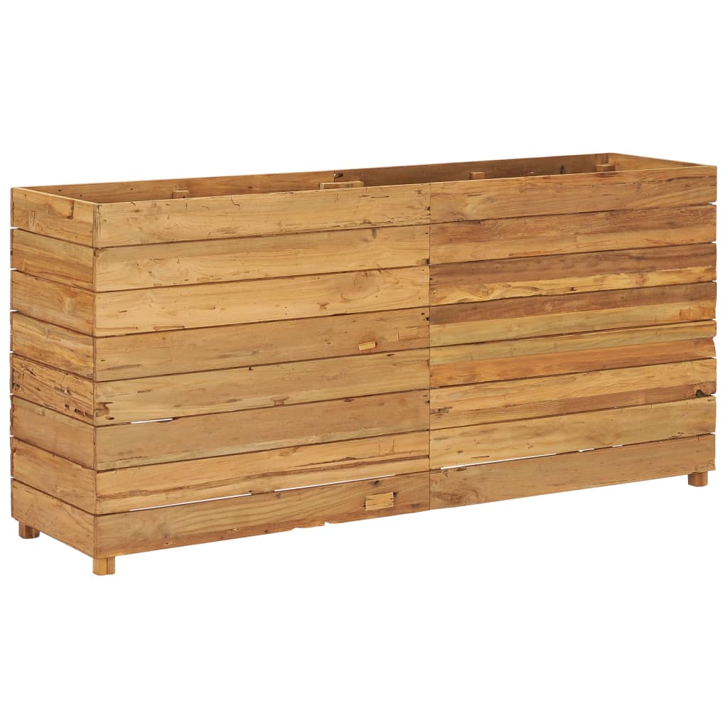 Plantenbak verhoogd 150x40x72 cm massief teakhout en staal