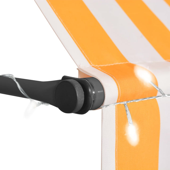 Luifel handmatig uittrekbaar met LED 200 cm wit en oranje