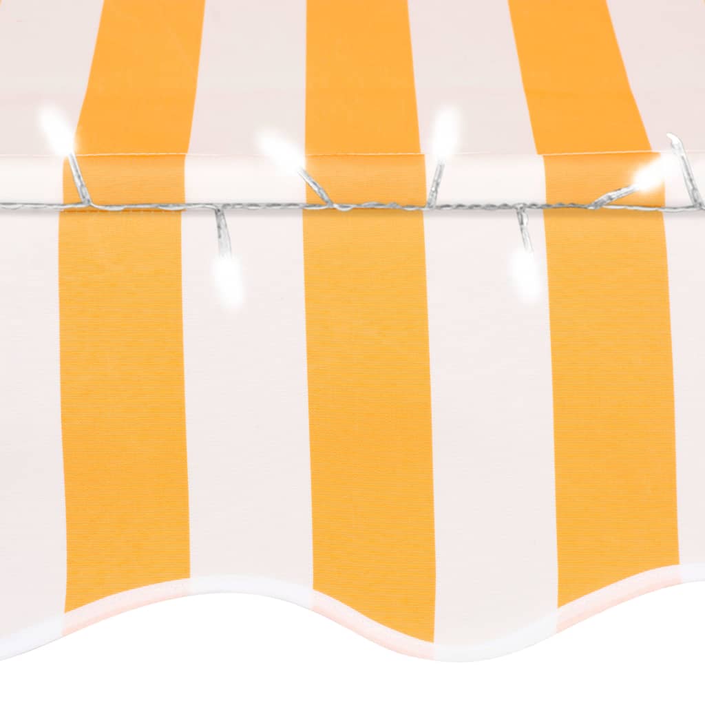 Luifel handmatig uittrekbaar met LED 200 cm wit en oranje