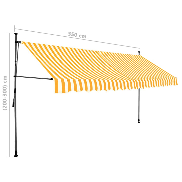Luifel handmatig uittrekbaar met LED 350 cm wit en oranje