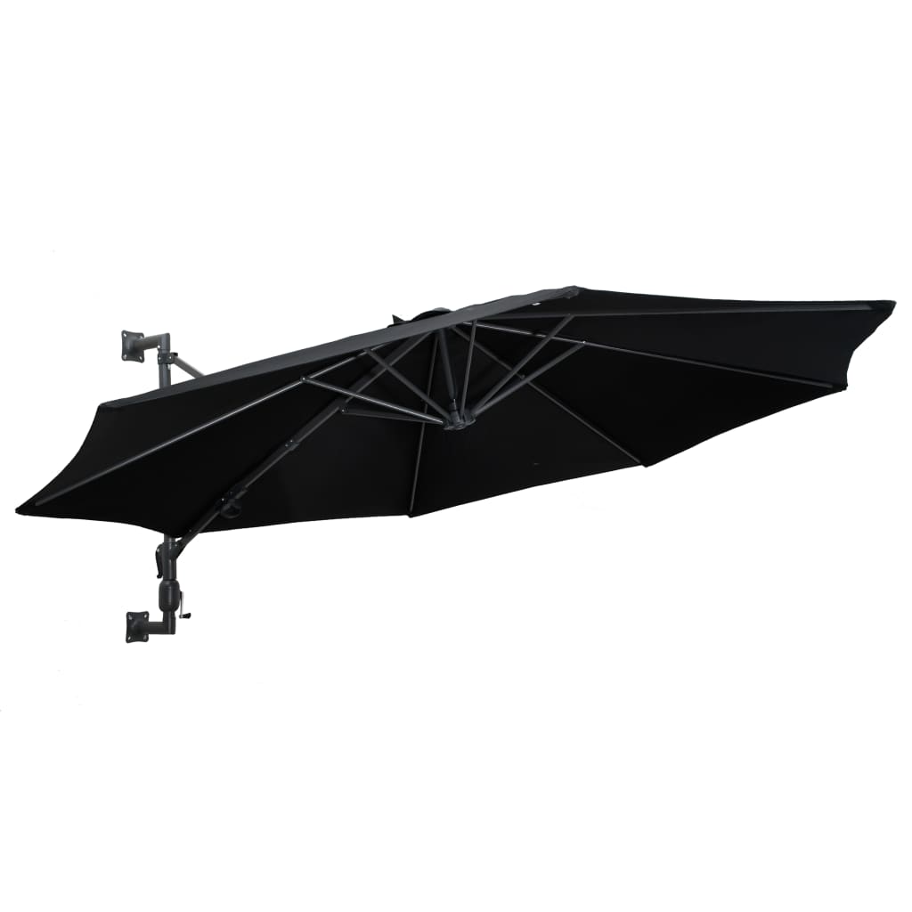 Wandparasol met metalen paal 300 cm zwart