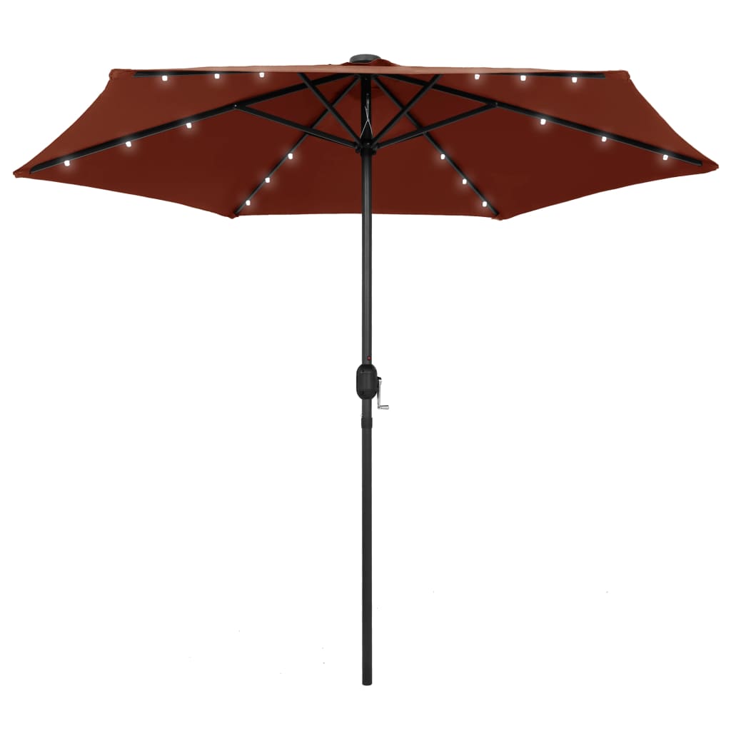 Parasol met LED-verlichting en aluminium paal 270 cm terracotta