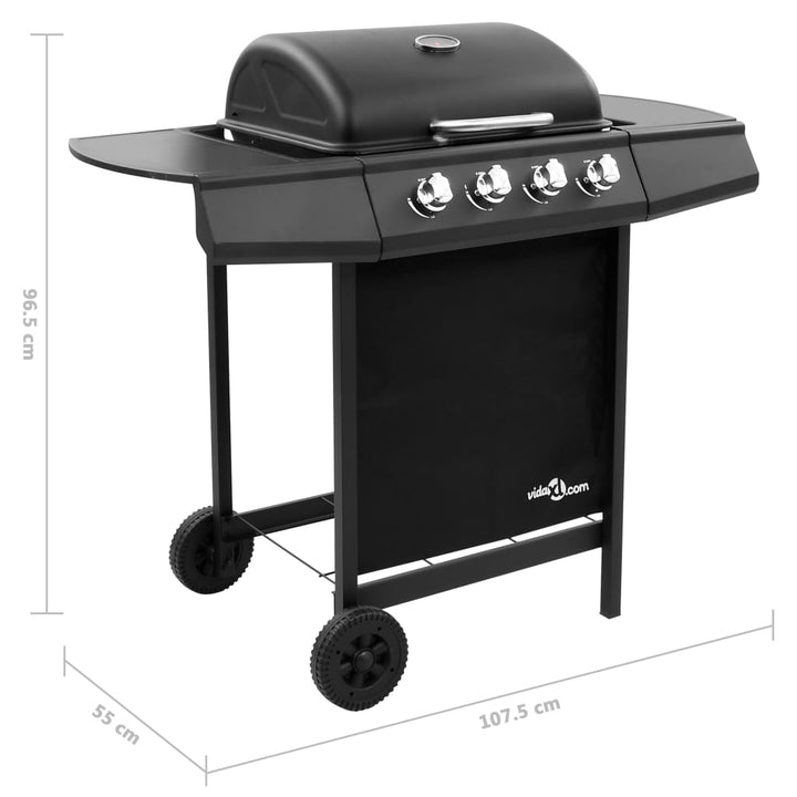 Gasbarbecue-grill met 4 branders zwart