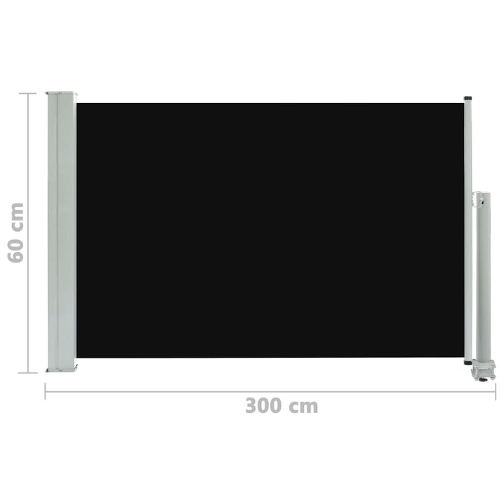 Tuinscherm uittrekbaar 60x300 cm zwart
