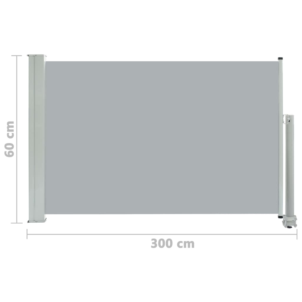 Tuinscherm uittrekbaar 60x300 cm grijs