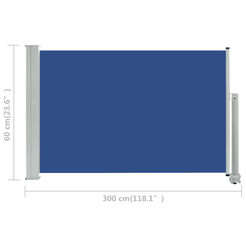 Tuinscherm uittrekbaar 60x300 cm blauw