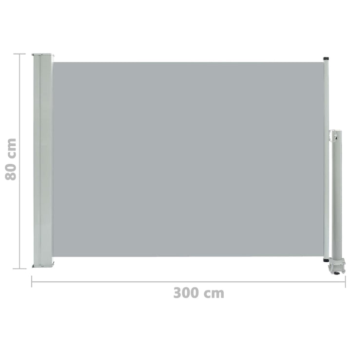 Tuinscherm uittrekbaar 80x300 cm grijs