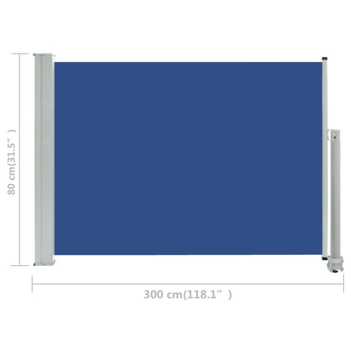 Tuinscherm uittrekbaar 80x300 cm blauw