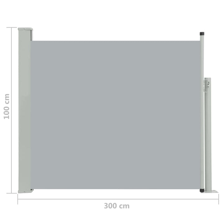 Tuinscherm uittrekbaar 100x300 cm grijs