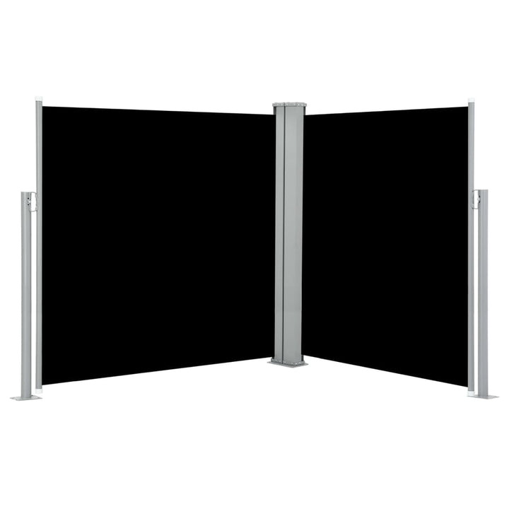 Tuinscherm uittrekbaar dubbel 170x600 cm zwart