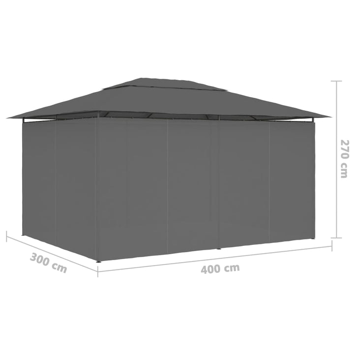 Tuinpaviljoen met gordijnen 4x3 m antraciet