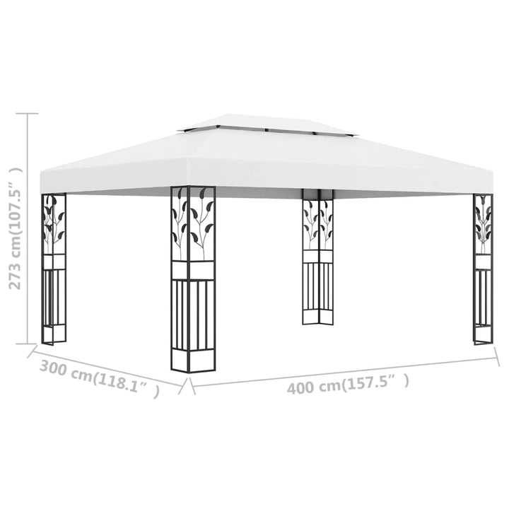 Prieel met dubbel dak 3x4 m wit