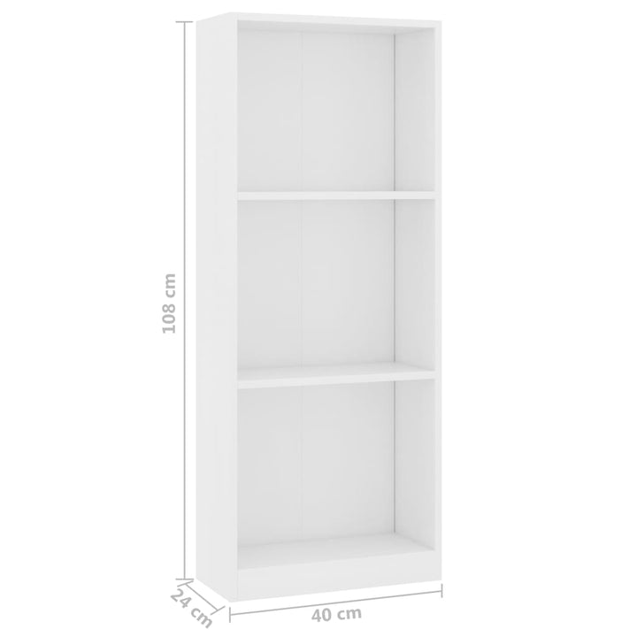 Boekenkast met 3 schappen 40x24x108 cm bewerkt hout wit