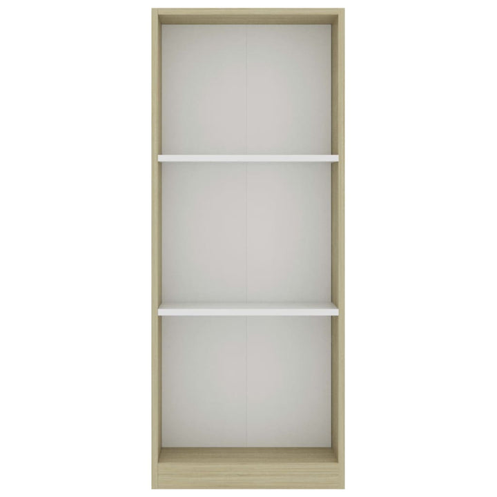 Boekenkast met 3 schappen 40x24x108cm bewerkt hout wit en eiken