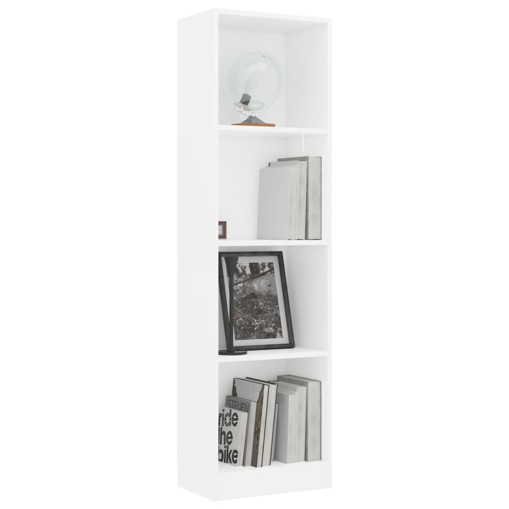 Boekenkast met 4 schappen 40x24x142 cm bewerkt hout wit