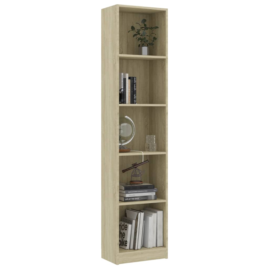 Boekenkast met 5 schappen 40x24x175 cm bewerkt hout sonoma eik