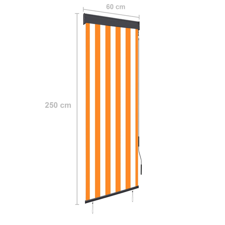 Rolgordijn voor buiten 60x250 cm wit en oranje