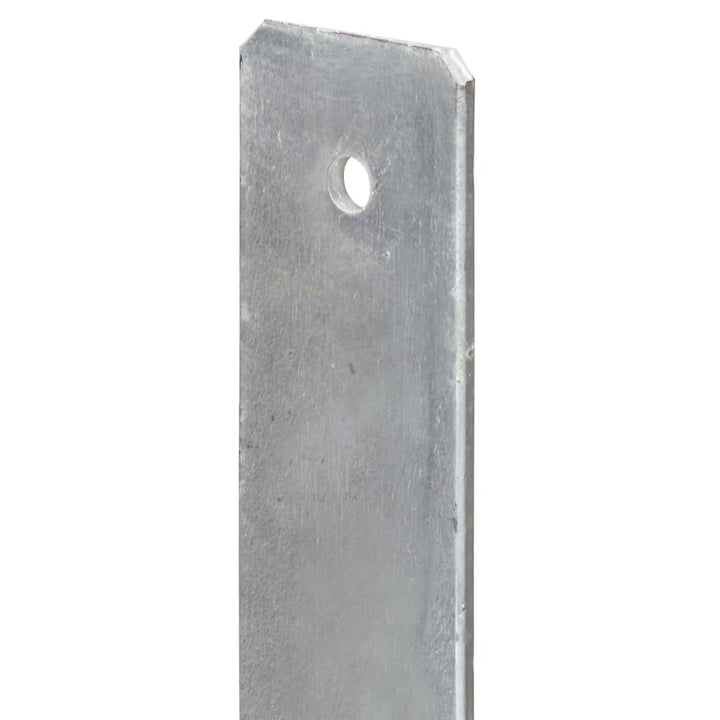 Grondankers 2 st 8x6x60 cm gegalvaniseerd staal zilverkleurig