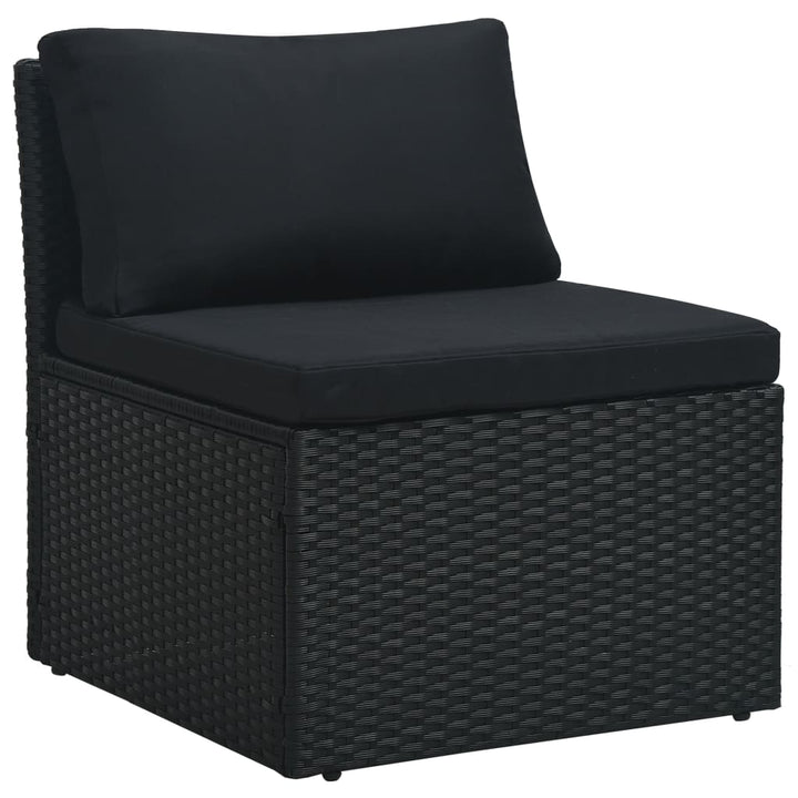 4-delige Loungeset met kussens poly rattan zwart