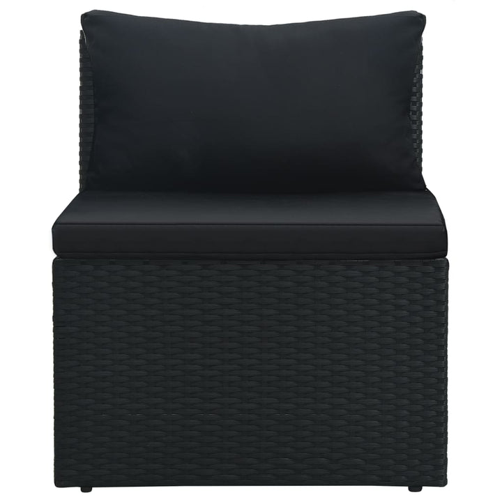 4-delige Loungeset met kussens poly rattan zwart