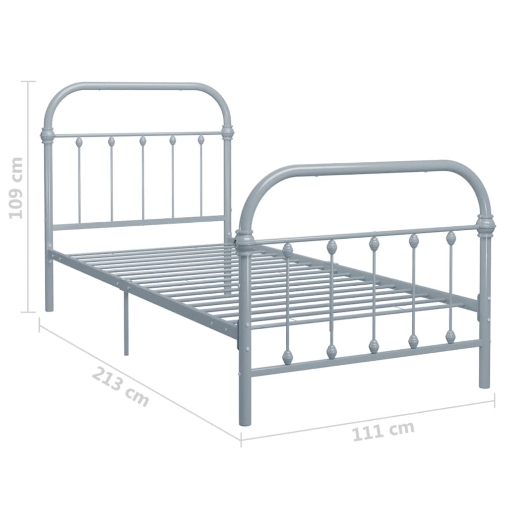 Bedframe metaal grijs 100x200 cm