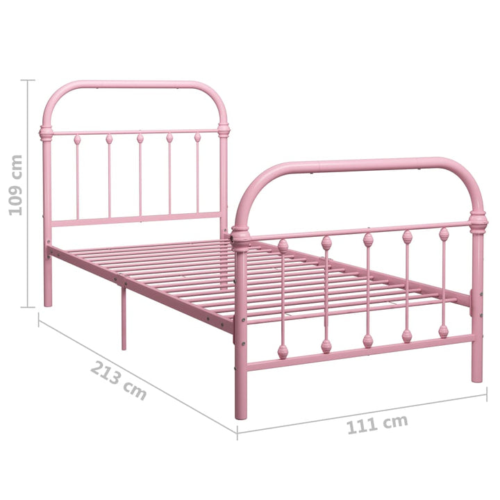 Bedframe metaal roze 100x200 cm