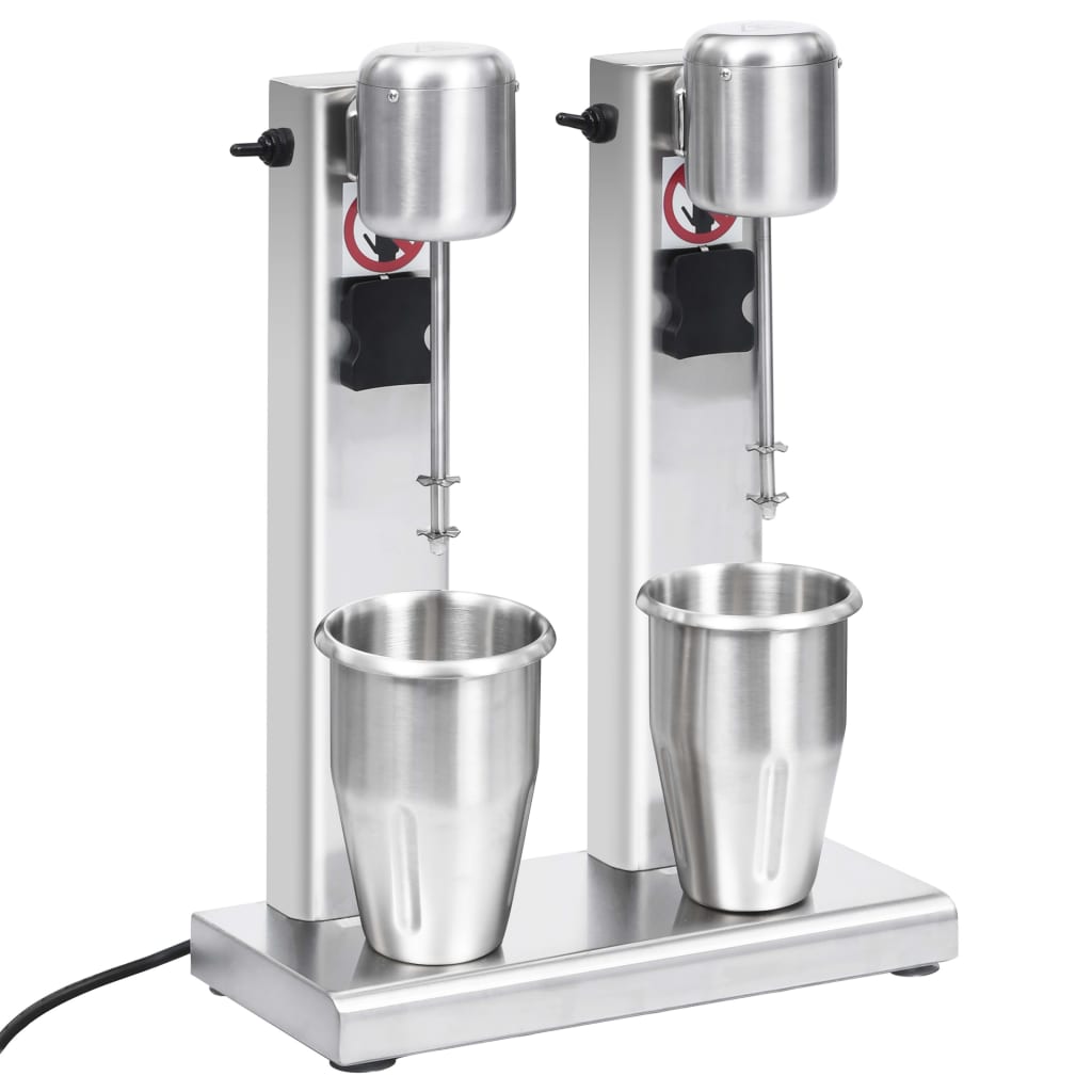 Milkshakemixer met dubbele bekers roestvrij staal 2 L