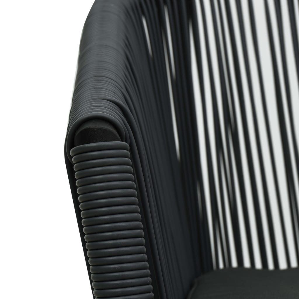 3-delige Bistroset met kussens PVC-rattan zwart