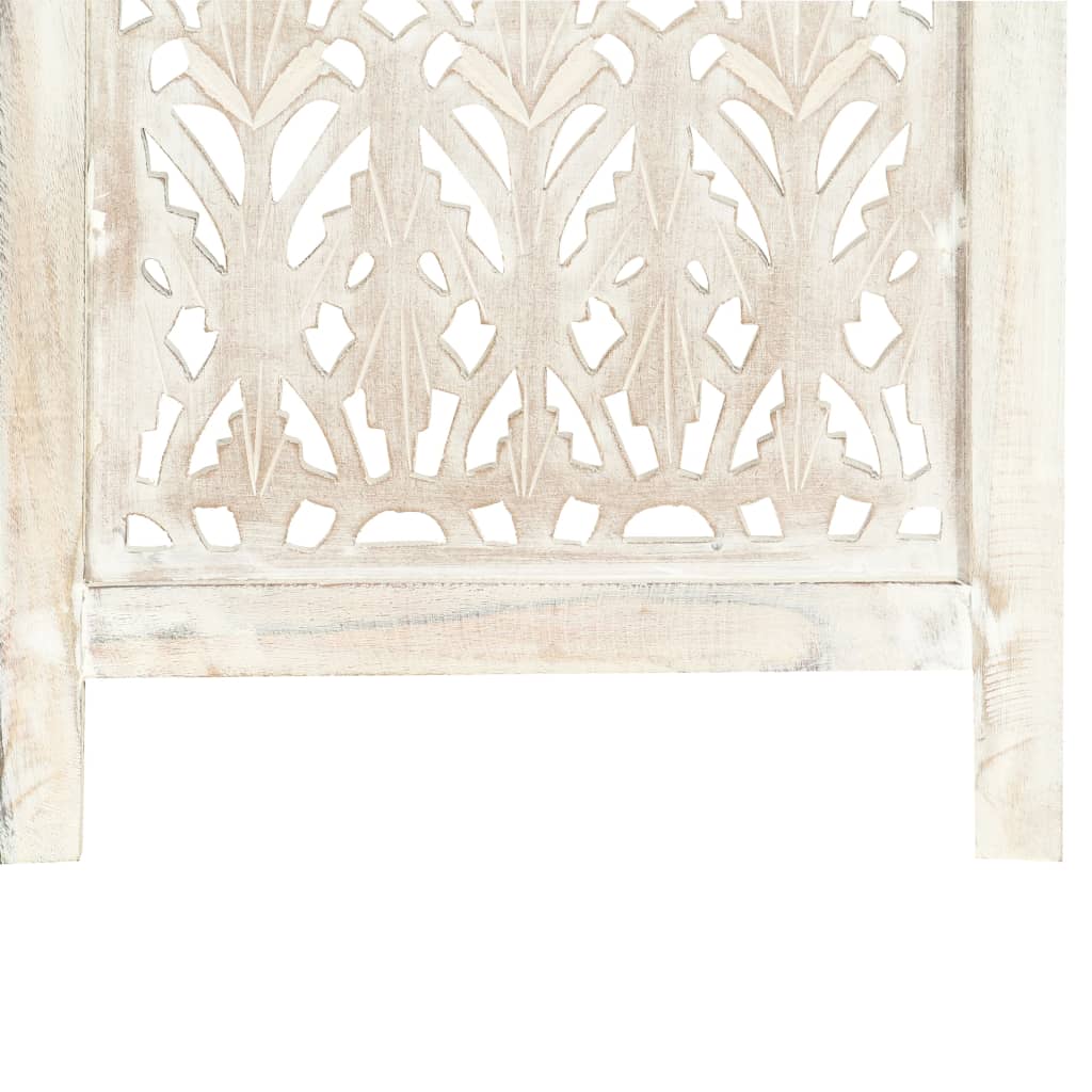 Kamerscherm met 3 panelen handgesneden 120x165 cm mangohout wit