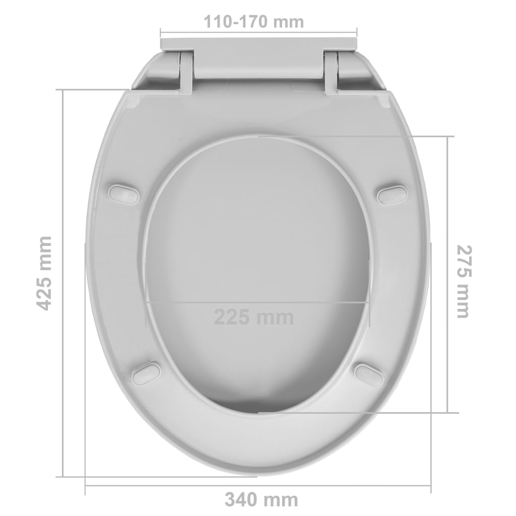 Toiletbril soft-close en quick-release ovaal lichtgrijs