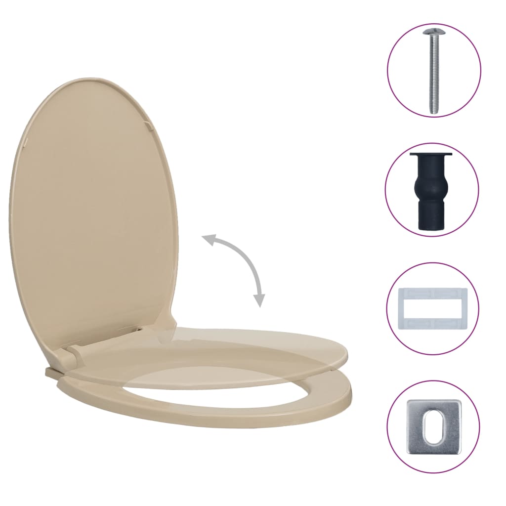Toiletbril soft-close en quick-release ovaal beige