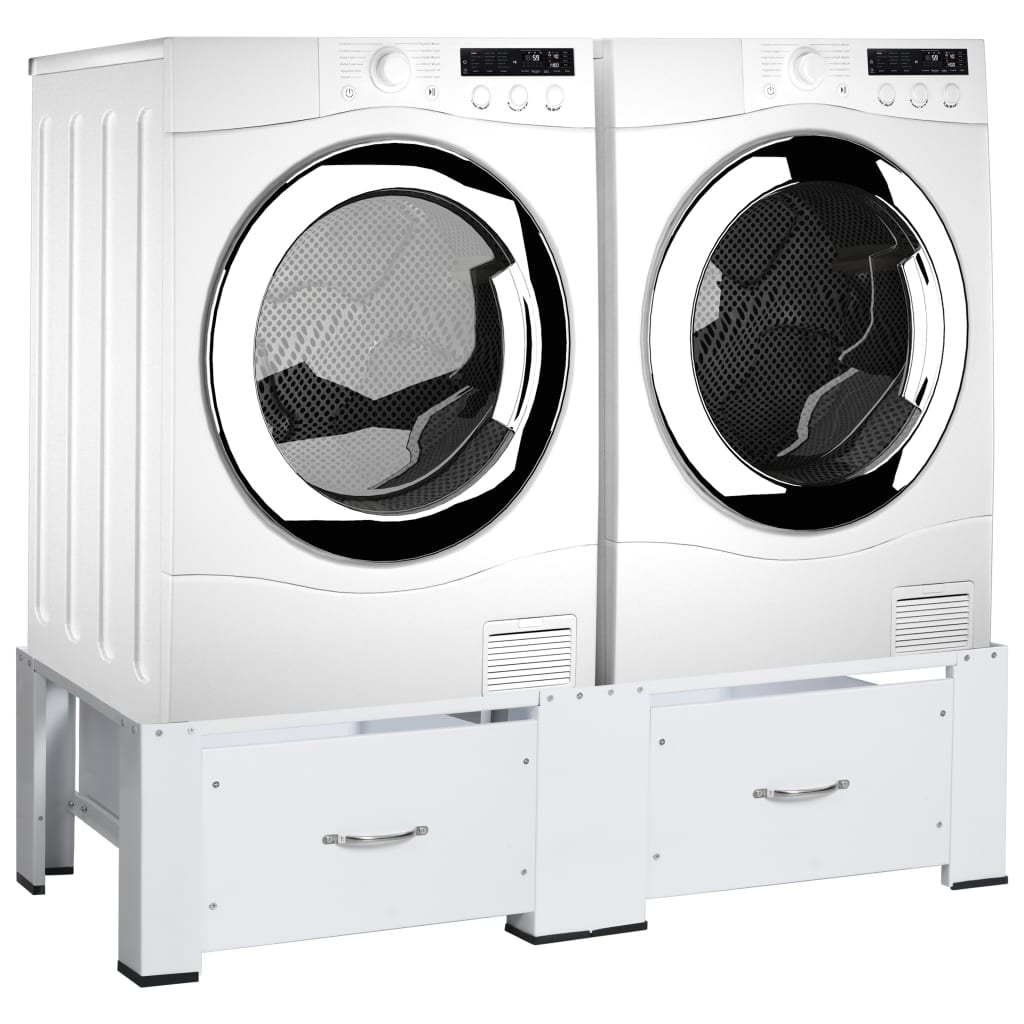 Wasmachine- en drogerverhoger dubbel met lades wit