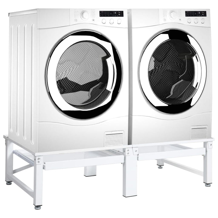 Wasmachine- en drogerverhoger met uittrekbare schappen wit