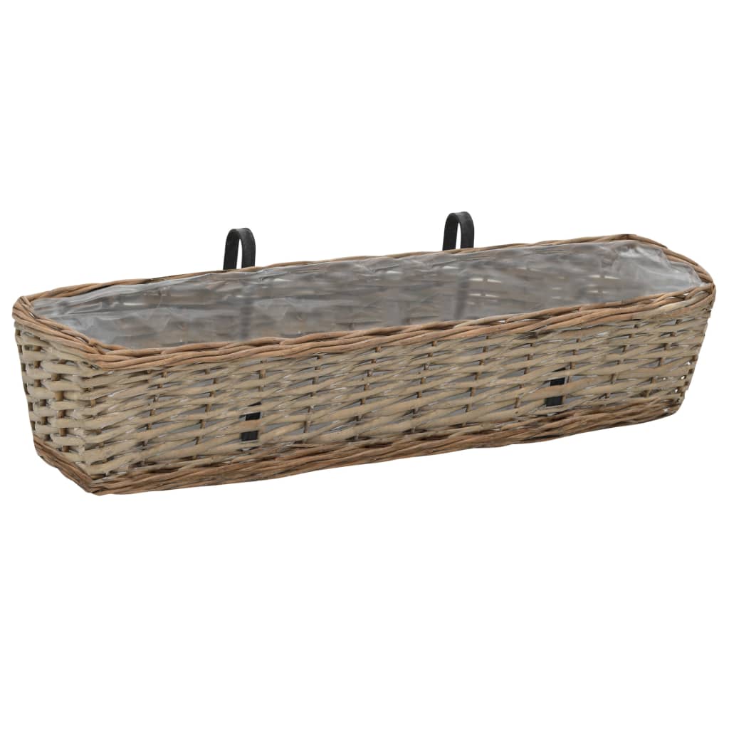 Balkonbakken 2 st 80 cm wicker met PE-voering