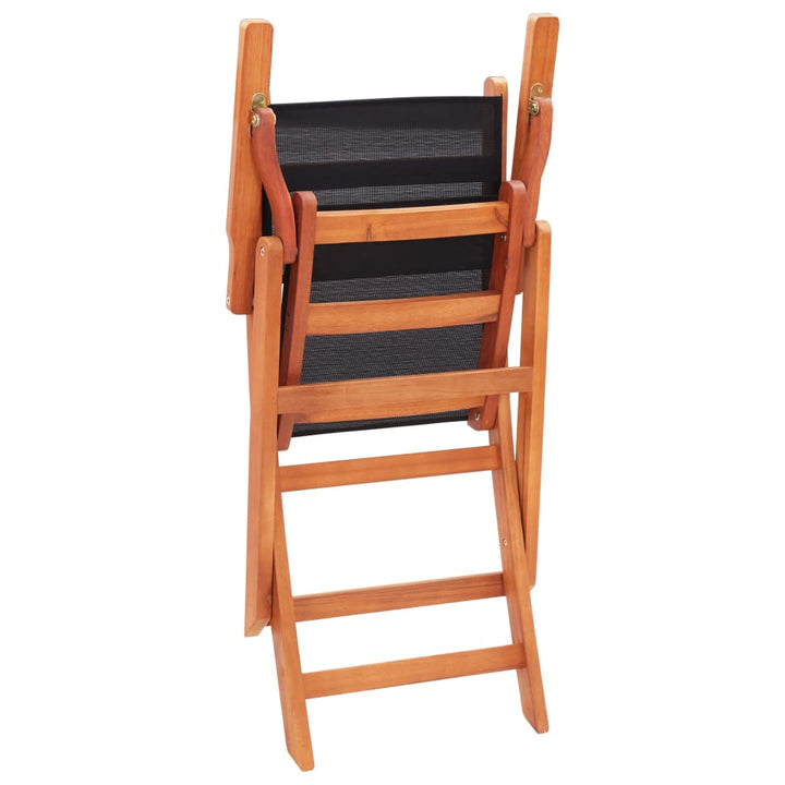 Tuinstoelen inklapbaar 2 st eucalyptushout en textileen zwart