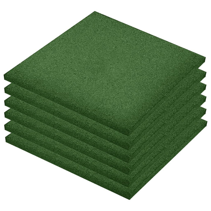 Valtegels 6 st 50x50x3 cm rubber groen