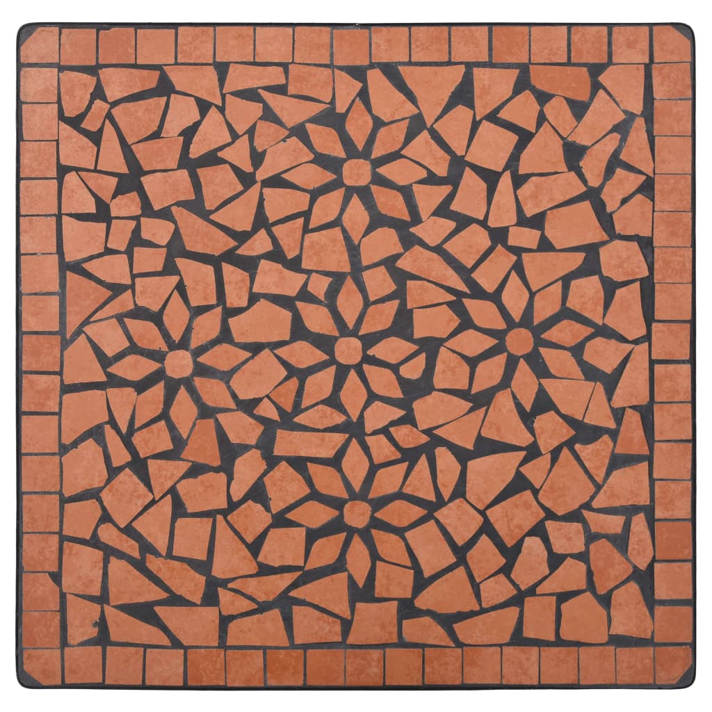 3-delige Bistroset mozaïek keramische tegel terracottakleurig