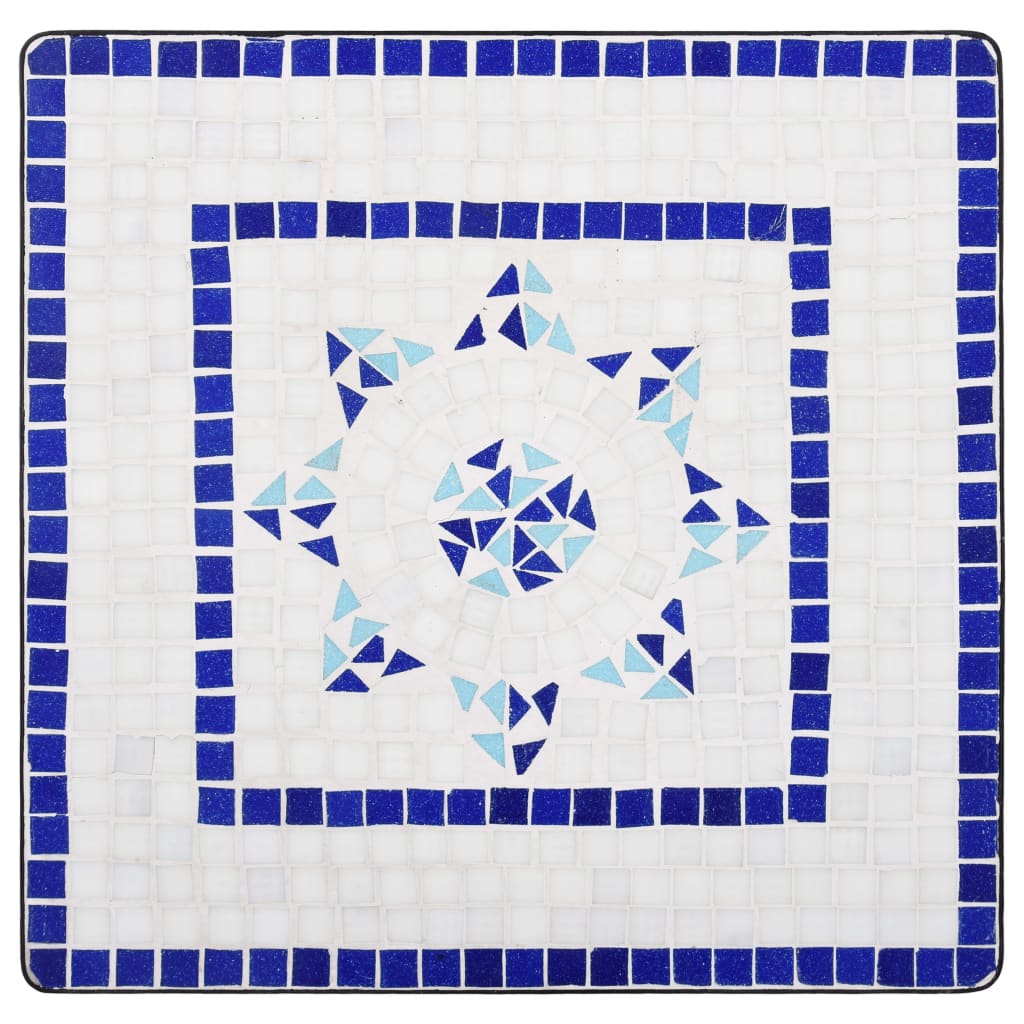 3-delige Bistroset mozaïek keramische tegel blauw en wit