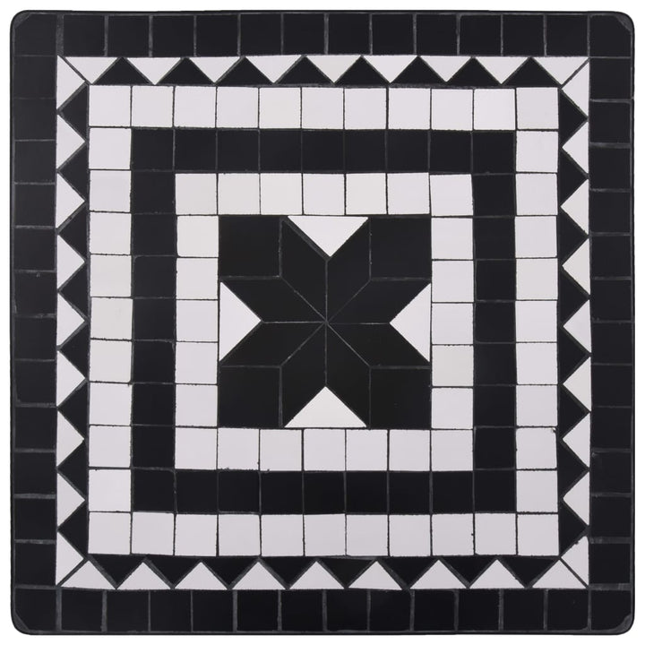 3-delige Bistroset mozaïek keramische tegel zwart en wit
