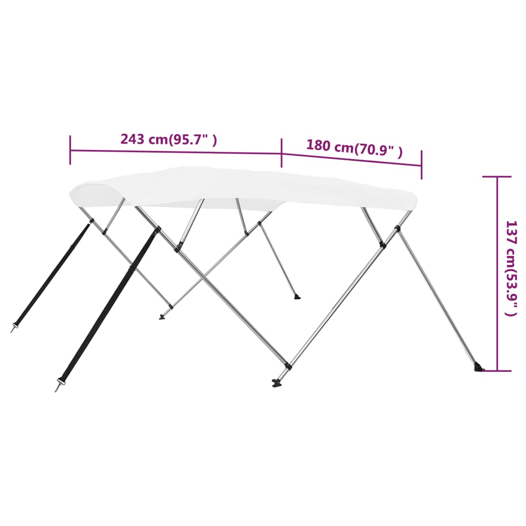 Biminitop 4-boogs 243x180x137 cm wit