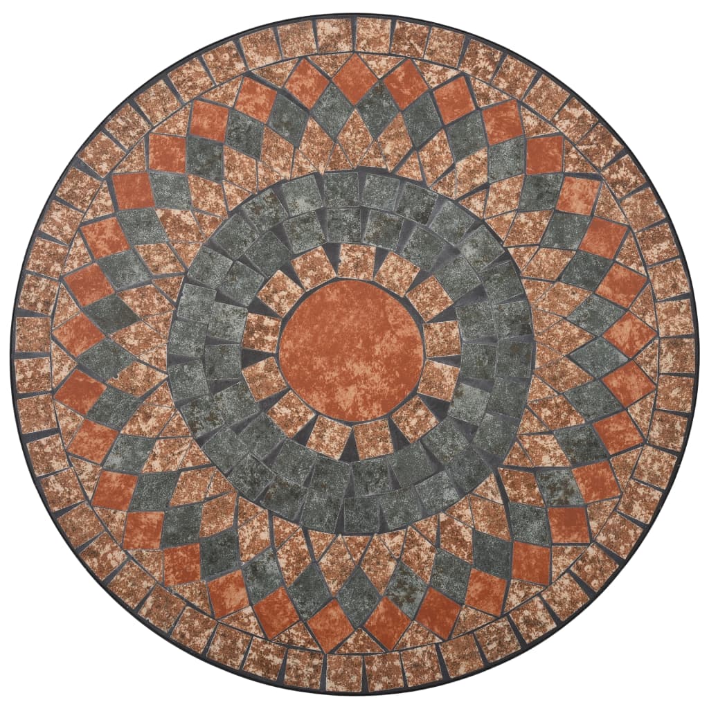 3-delige Bistroset mozaïek keramische tegel oranje en grijs