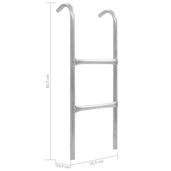 Trampolineladder met 2 sporten 82,5 cm staal zilverkleurig